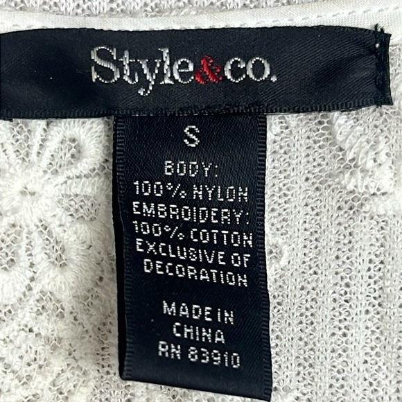 Style & Co Lace Mesh Embroidered Duster Cardigan Cream Size SMALL Coverup Boho - Picture 7 of 8